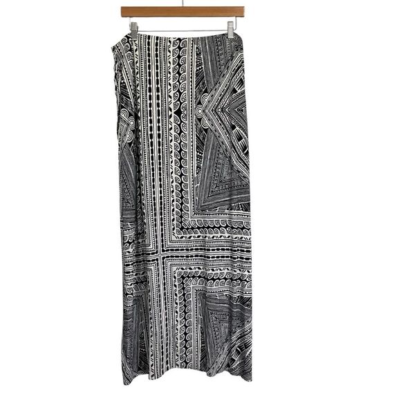 Anthropologie Maeve Bombora Black White Printed Faux Wrap Maxi Skirt L - Picture 6 of 8